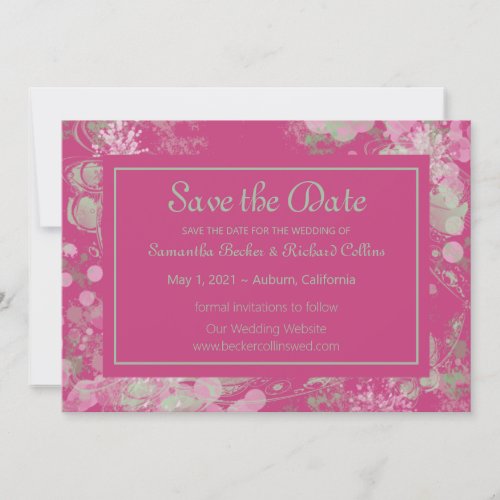 Watercolor Green and Pink Botanical Save The Date