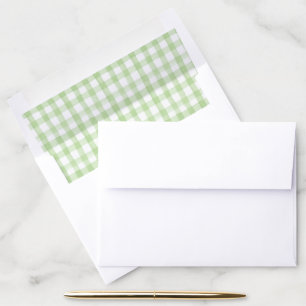 Watercolor Green and White Gingham Crest Envelope Liner