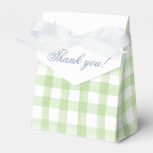 Watercolor Green and White Gingham Crest Favor Boxes