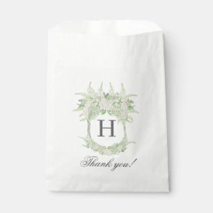Watercolor Green and White Hydrangea Crest Favor Bag
