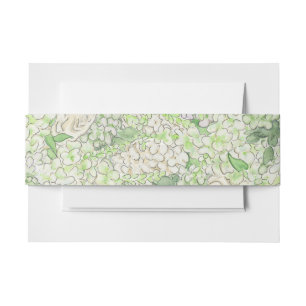 Watercolor Green and White Hydrangea Crest Invitation Belly Band