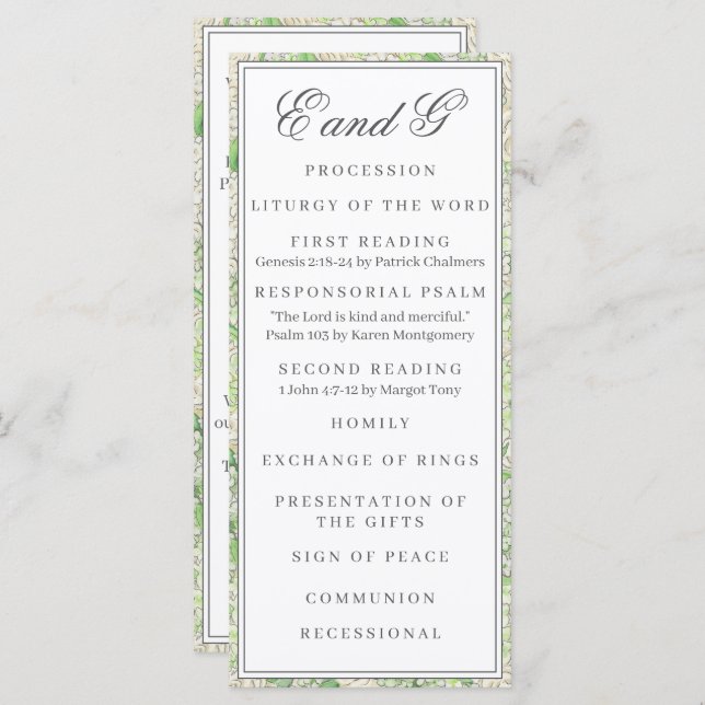 Watercolor Green and White Hydrangea Crest Program (Front/Back)