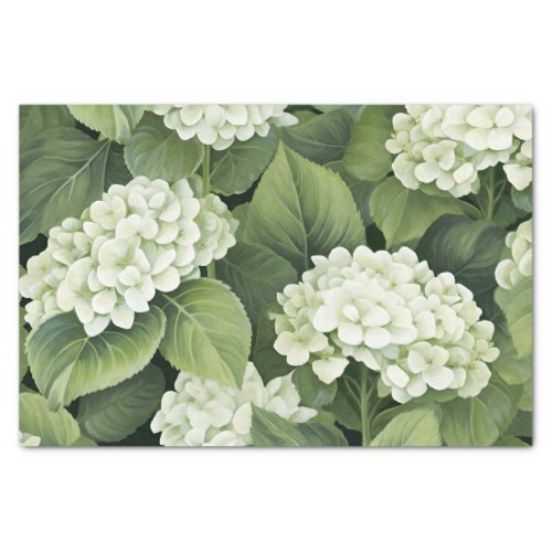 Watercolor Green and White Hydrangea Decoupage Tissue Paper