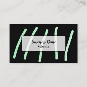Watercolor Green Black Minimalistic Business Cards