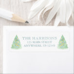 Watercolor Green & Blue Christmas Tree Address Label<br><div class="desc">PreppyPrint.com - Celebrate Christmas in style! Add your personalized touch! Transfer this design onto the products of your choice too! Please visit my designer store,  PreppyPrint.com,  for coordinating items.</div>