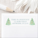 Watercolor Green & Blue Christmas Tree Address Label<br><div class="desc">PreppyPrint.com - Celebrate Christmas in style! Add your personalized touch! Transfer this design onto the products of your choice too! Please visit my designer store,  PreppyPrint.com,  for coordinating items.</div>