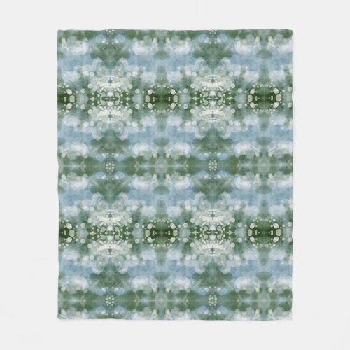 Watercolor green blue gray pattern fleece blanket