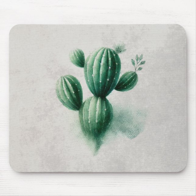 Watercolor Green Cactus Southwest Mouse Pad (Front)