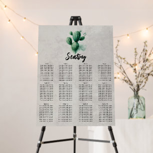 Watercolor Green Cactus Southwest Wedding Seating Foam Board