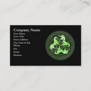 Watercolor Green Celtic Knot Ring with Horses Business Card