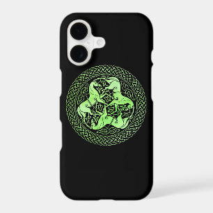 Watercolor Green Celtic Knot Ring with Horses iPhone 17 Case