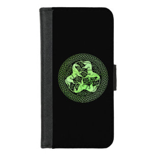 Watercolor Green Celtic Knot Ring with Horses iPhone 8/7 Wallet Case