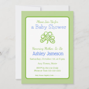 Watercolor Green Celtic Shamrock Baby Shower  Invitation