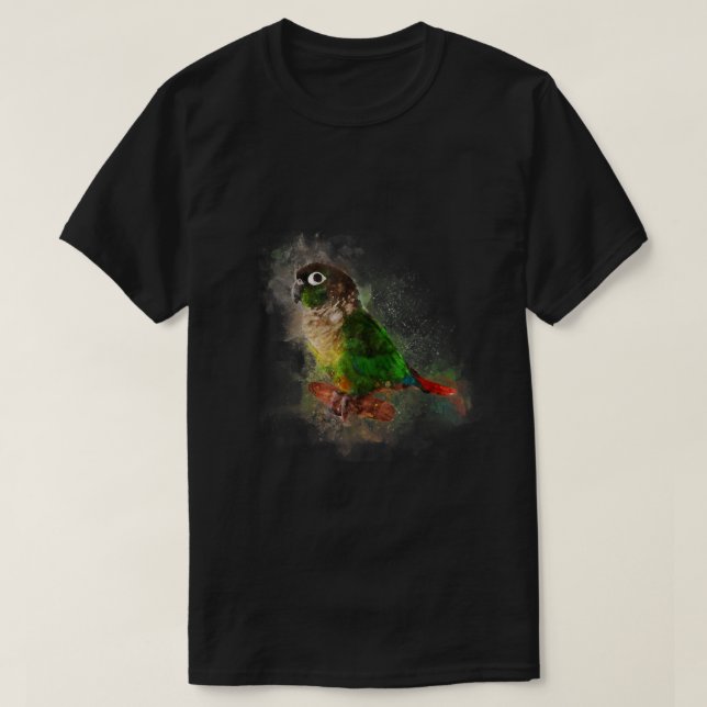 Watercolor Green Cheek Conure parrot  T-Shirt (Design Front)
