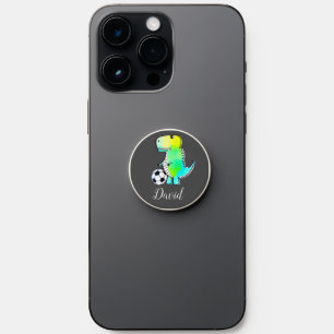 Watercolor Green Dinosaur With Custom Name PopSocket