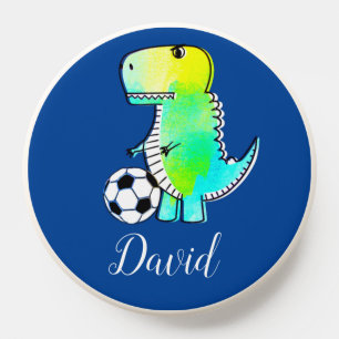 Watercolor Green Dinosaur With Custom Name PopSocket
