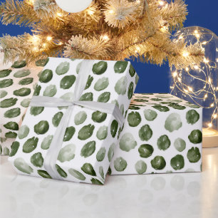 Watercolor Green Dots Modern Christmas Wrapping Paper
