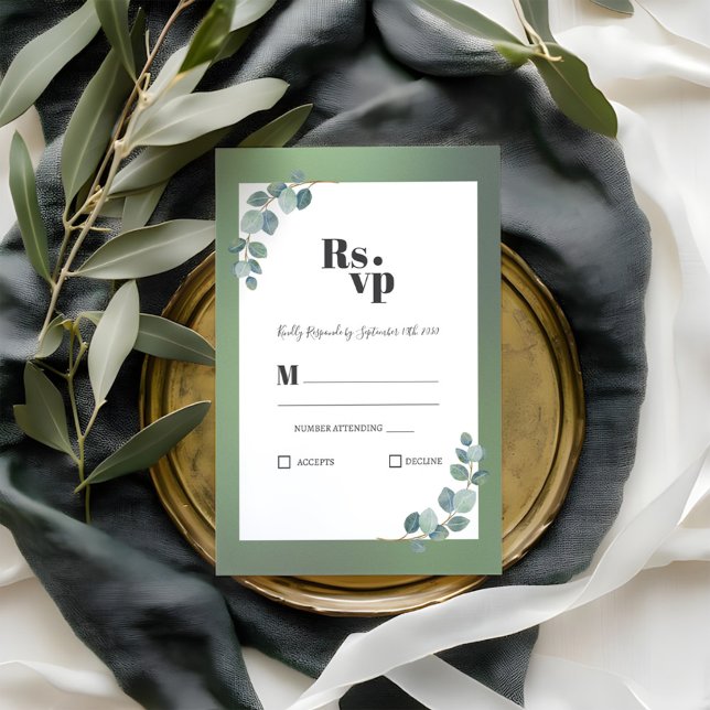 Watercolor Green Eucalyptus RSVP Card (Creator Uploaded)