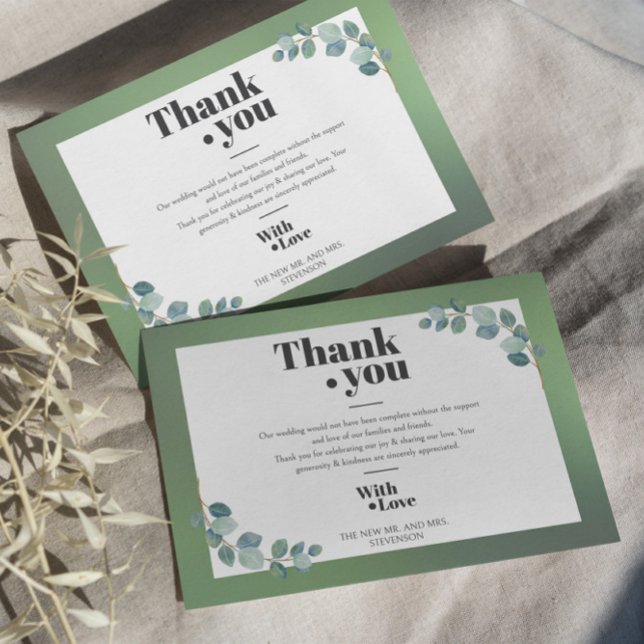Watercolor Green Eucalyptus  Thank You Card (Creator Uploaded)