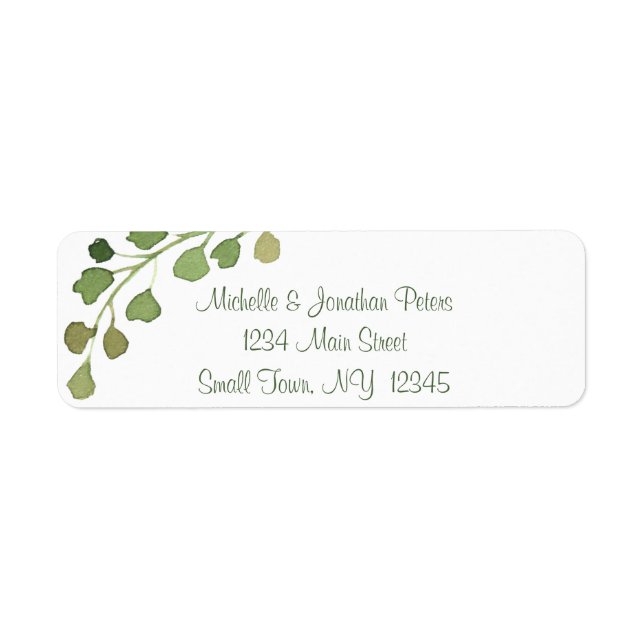 Watercolor Green Fern Label (Front)