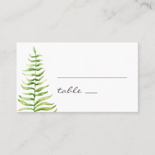 Watercolor green fern. Woodland botanical wedding Place Card