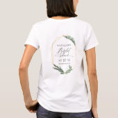 watercolor green floral elegant bridal shower  T-Shirt (Back)