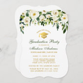 Watercolor Green Floral Graduation Party Invite B (Front/Back)