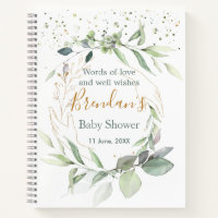 Watercolor Green foliage Baby Shower Guest Book