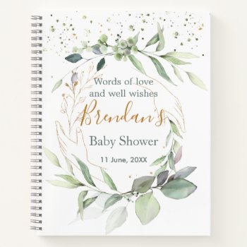 Watercolor Green Foliage Baby Shower Guest Book by IrinaFraser at Zazzle