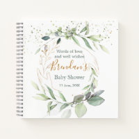 Watercolor Green foliage Baby Shower Notebook