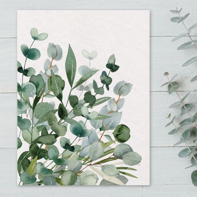 Watercolor Green Foliage Greenery Leaves Postcard (Close up)