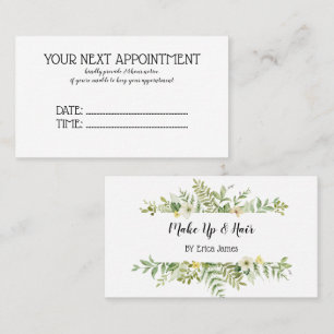 Watercolor Green Foliage Salon  Appointment Card