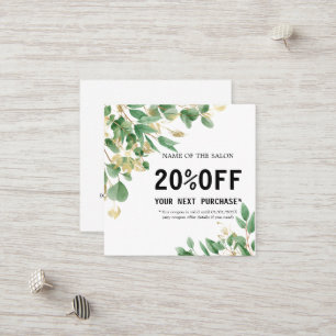 Watercolor Green Foliage Salon Discount Card