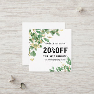 Watercolor Green Foliage Salon Discount Card