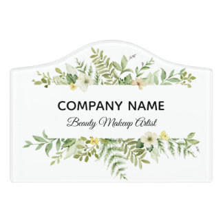 Watercolor Green Foliage Salon Door Sign