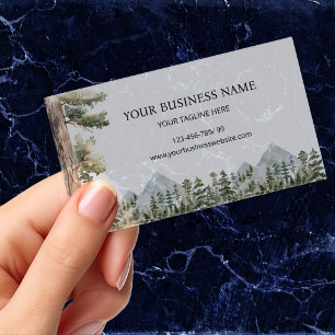 Watercolor Green Forest Customized Transparent Clear Business Cards