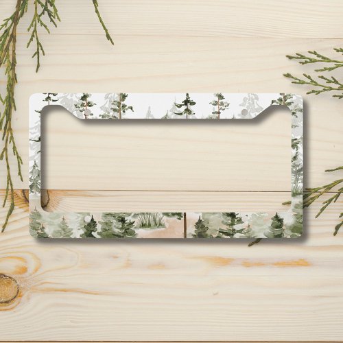 Watercolor Green Forest License Plate Frame