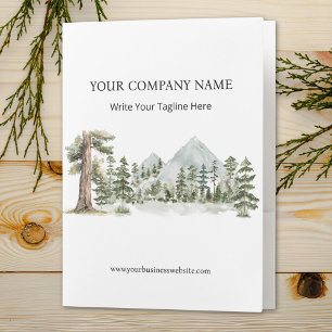 Watercolor Green Forest Nature Outdoor Business Pocket Folder