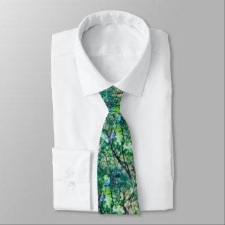 Watercolor Green Forest Pattern Neck Tie