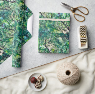 Watercolor Green Forest Pattern Wrapping Paper