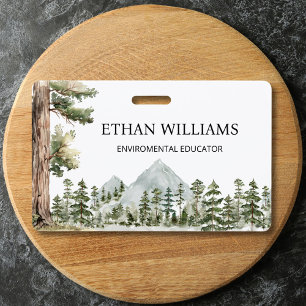 Watercolor Green Forest Personalized  Badge