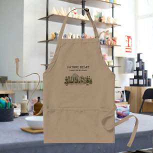 Watercolor Green Forest Personalized Business Adult Apron