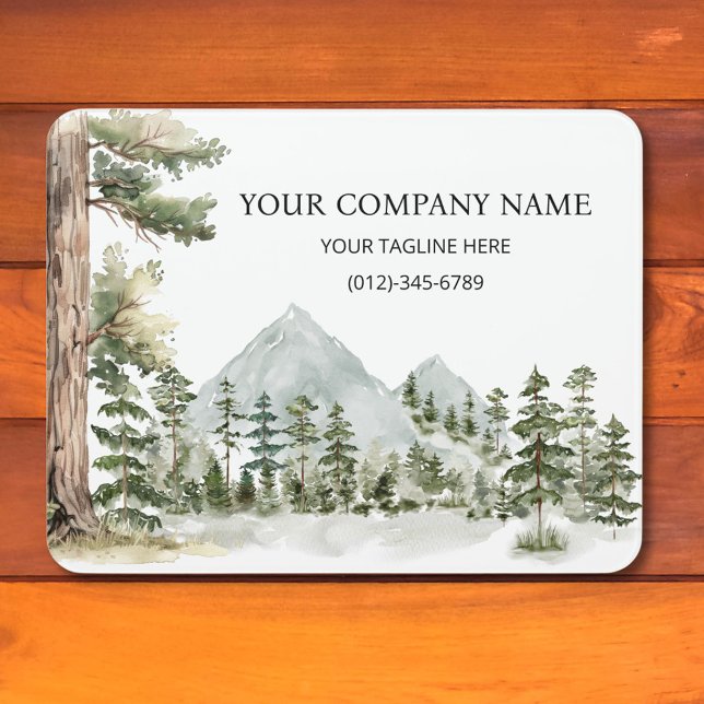Watercolor Green Forest Personalized Business Door Sign (In situ)
