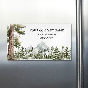 Watercolor Green Forest Personalized Outdoor Business Card Magnet