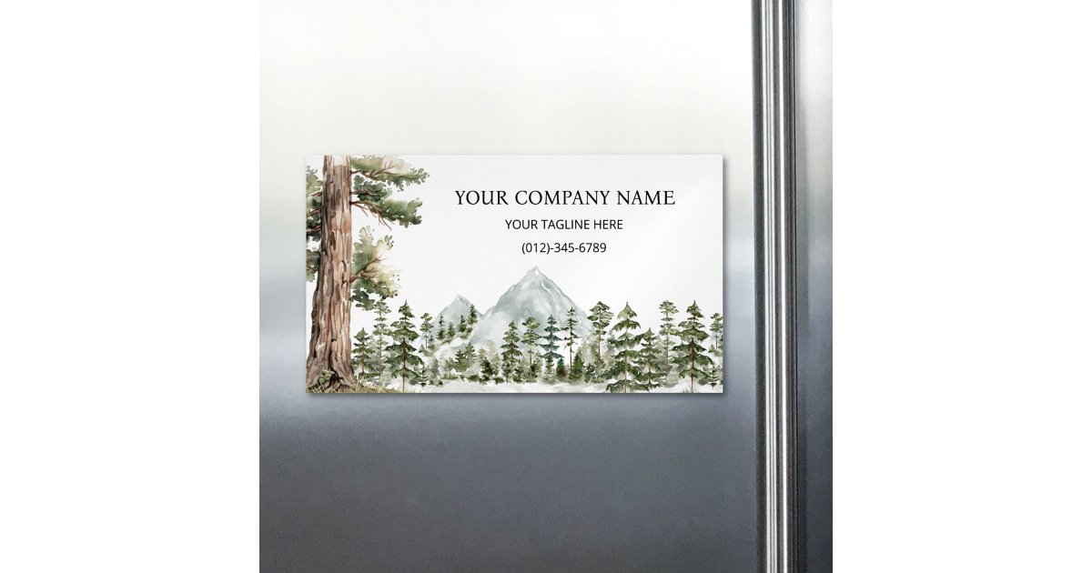 Watercolor Green Forest Personalized Outdoor Business Card Magnet | Zazzle