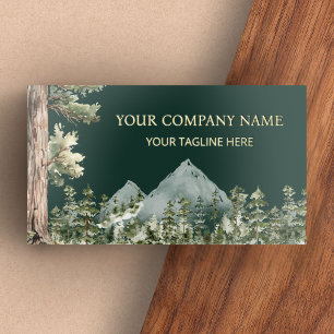 Watercolor Green Forest Personalized Outdoor Foil Business Cards