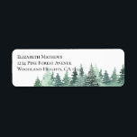 Watercolor Green Forest Return Address Label<br><div class="desc">Return address label with watercolor forest scene of green pine trees. The template is set up for you to add your name and address in elegant uppercase typography.</div>