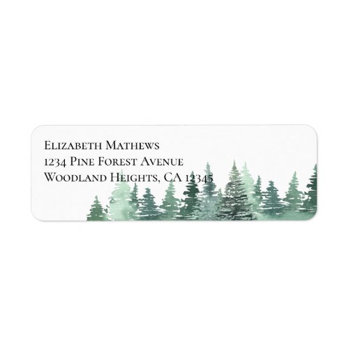 Watercolor Green Forest Return Address Label