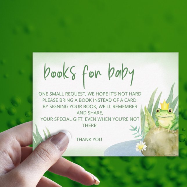 Watercolor Green Frog books for baby ticket Enclosure Card (Creator Uploaded)