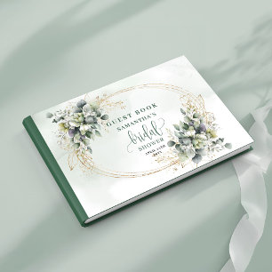 Watercolor Green Gold Bridal Shower Guest Book